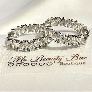 Silver Crystal Hoop Earrings